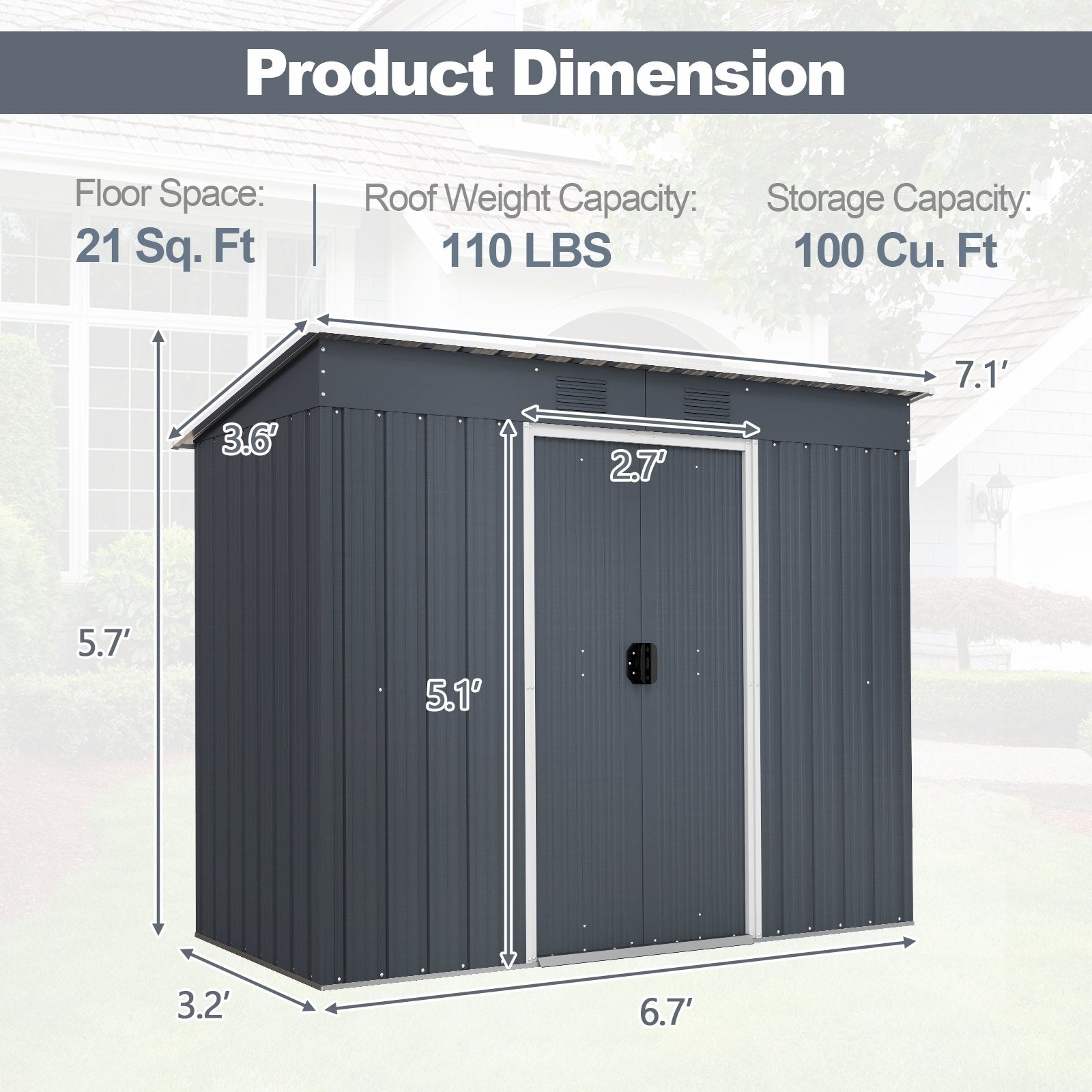 3.6 x 7.1 FT Outside Garden Storage Shed Tool House with Ground Foundation Frame, Dark Green Sheds & Outdoor Storage   at Gallery Canada