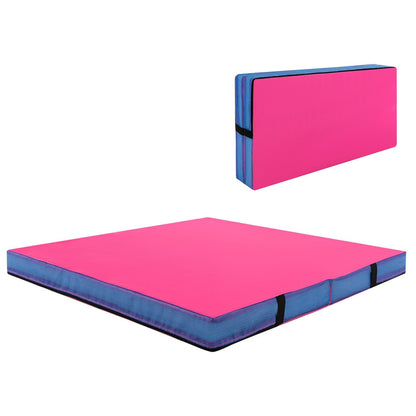 4ft x 4ft x 4in Bi-Folding Gymnastic Tumbling Mat with Handles and Cover, Pink Yoga & Gym Mats   at Gallery Canada