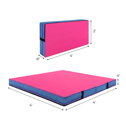 4ft x 4ft x 4in Bi-Folding Gymnastic Tumbling Mat with Handles and Cover, Pink Yoga & Gym Mats   at Gallery Canada