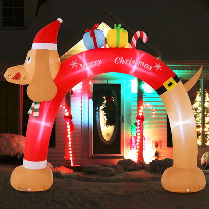 8 Feet Lighted Inflatable Christmas Dachshund Arch with Air Blower, Multicolor Christmas Inflatables   at Gallery Canada