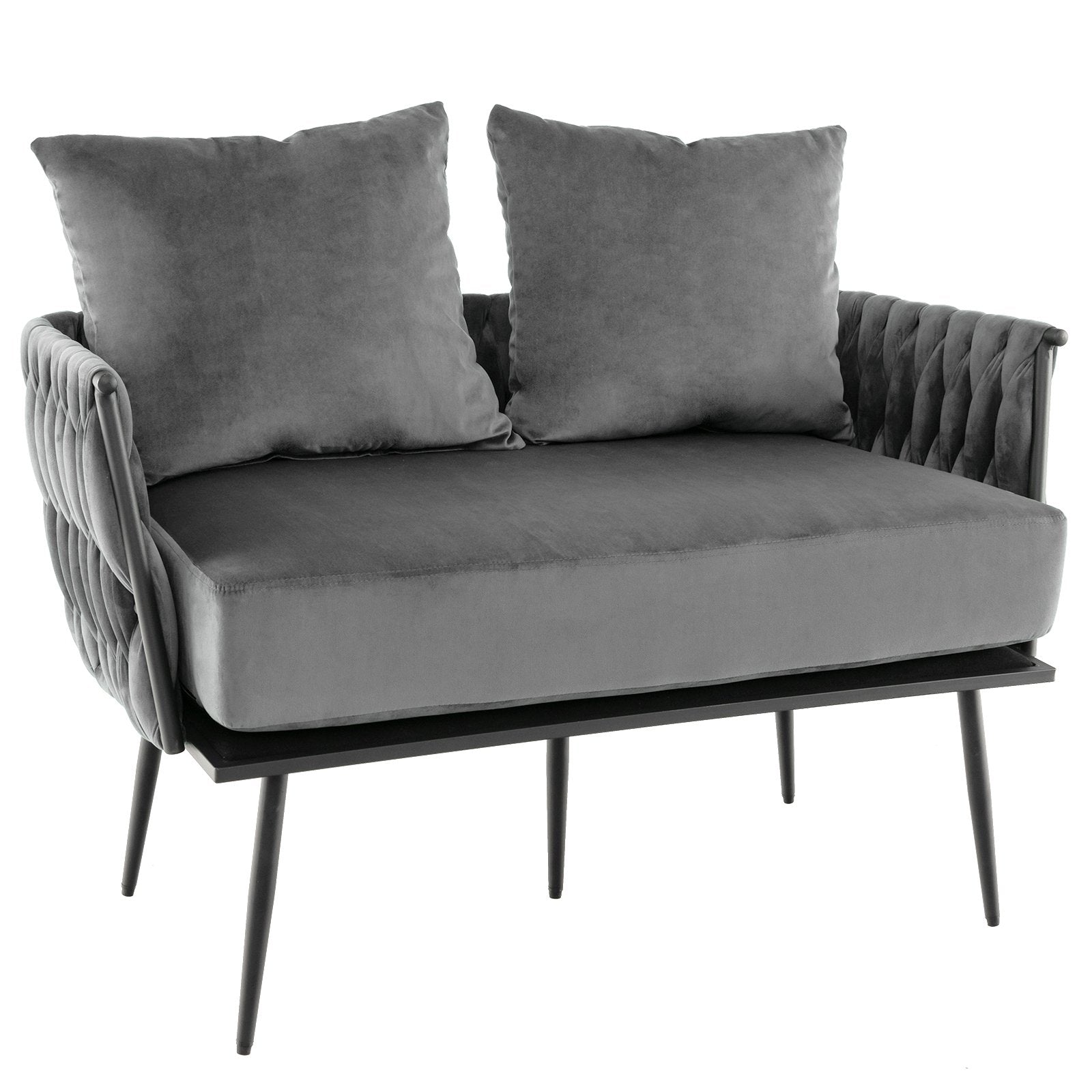 Modern Loveseat Sofa Upholstered Dutch Velvet Sofa Couch, Gray Sofas & Loveseats   at Gallery Canada