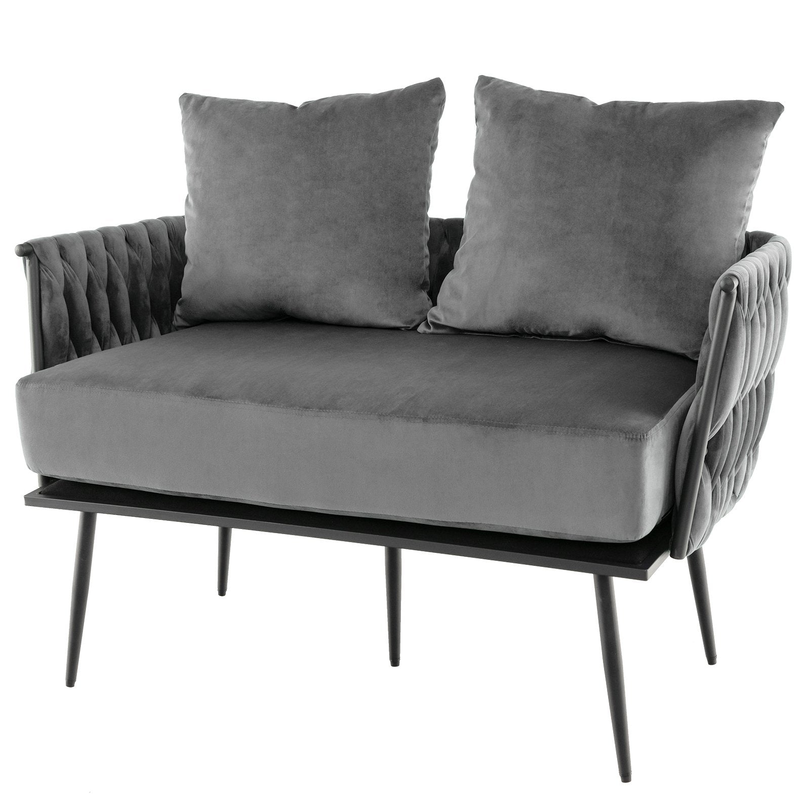 Modern Loveseat Sofa Upholstered Dutch Velvet Sofa Couch, Gray Sofas & Loveseats   at Gallery Canada