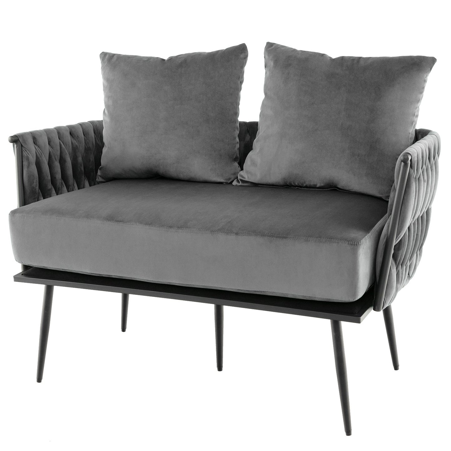 Modern Loveseat Sofa Upholstered Dutch Velvet Sofa Couch, Gray Sofas & Loveseats   at Gallery Canada