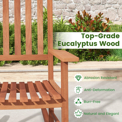 Eucalyptus Wood Rocker Chair with Stable and Safe Rocking Base for Garden, Natural Patio Rocking Chairs & Gliders   at Gallery Canada