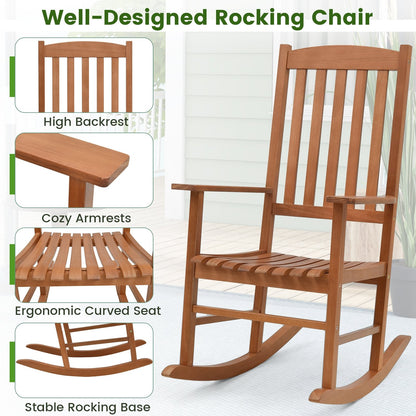 Eucalyptus Wood Rocker Chair with Stable and Safe Rocking Base for Garden, Natural Patio Rocking Chairs & Gliders   at Gallery Canada