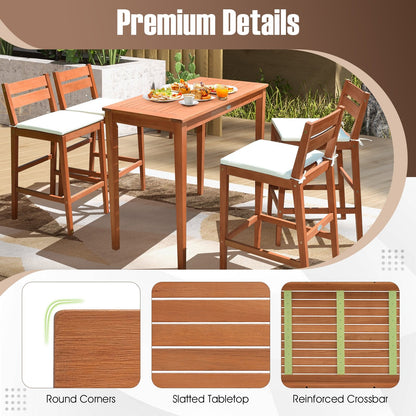 48 Inch x 24 Inch Rectangular Outdoor Eucalyptus Wood Bar Table for 4 People, Natural - Gallery Canada