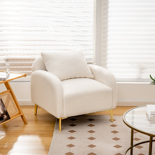 Modern Upholstered Accent Chair with Removable Pillow and Soft Padded Seat, White Accent Chairs   at Gallery Canada