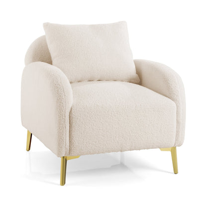 Modern Upholstered Accent Chair with Removable Pillow and Soft Padded Seat, White Accent Chairs   at Gallery Canada