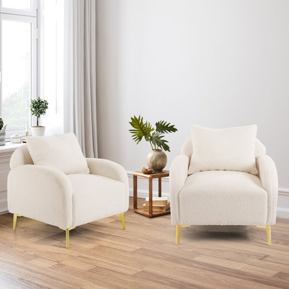 Modern Upholstered Accent Chair with Removable Pillow and Soft Padded Seat, White Accent Chairs   at Gallery Canada