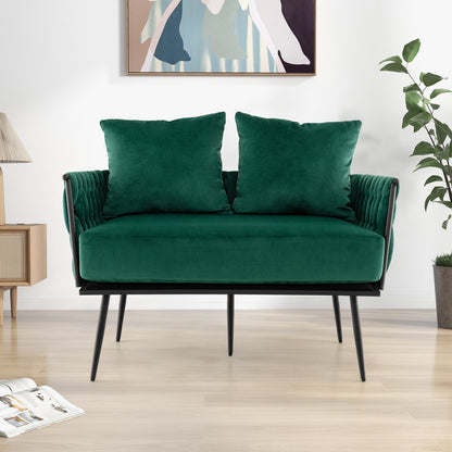 Modern Loveseat Sofa Upholstered Dutch Velvet Sofa Couch, Green Sofas & Loveseats   at Gallery Canada