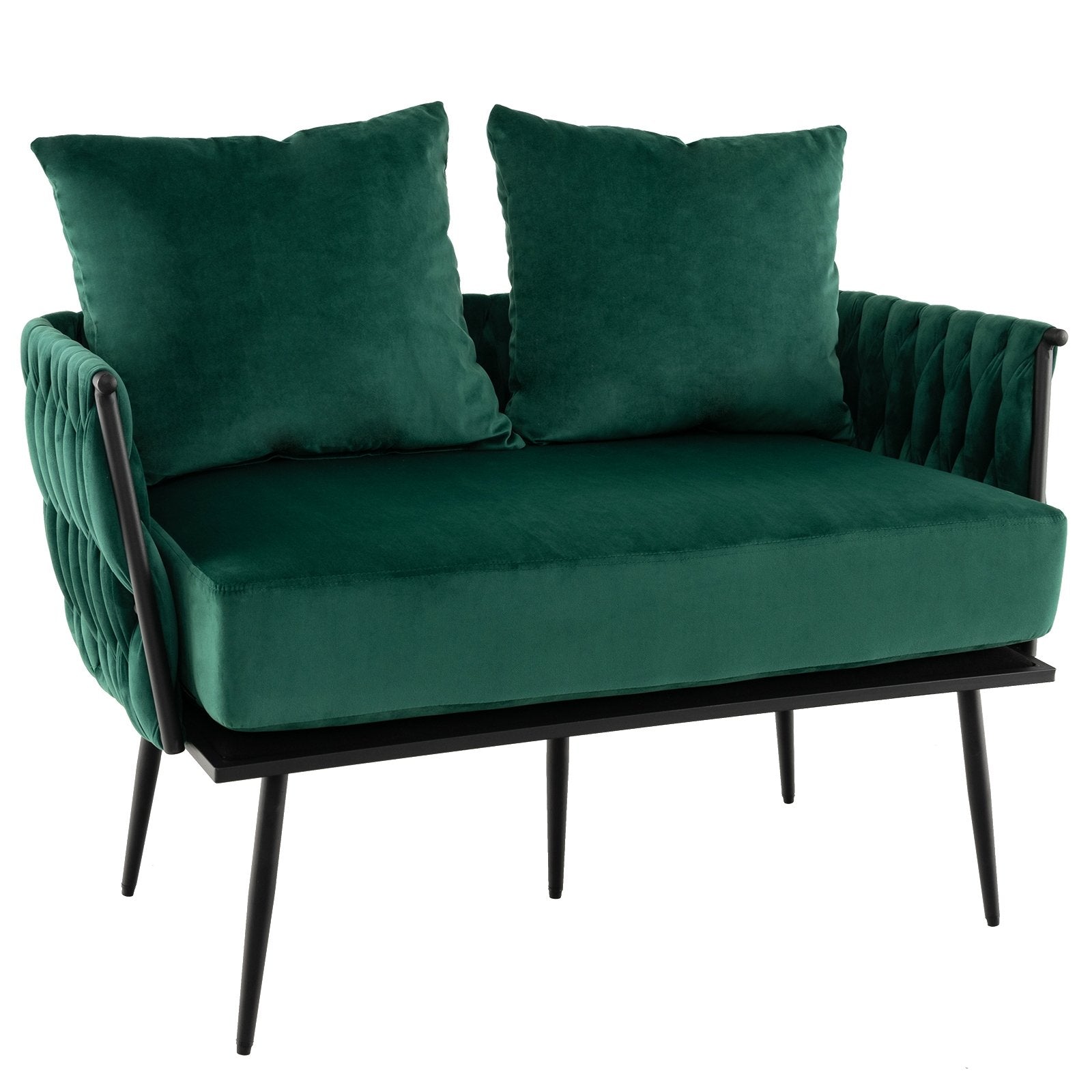 Modern Loveseat Sofa Upholstered Dutch Velvet Sofa Couch, Green Sofas & Loveseats   at Gallery Canada