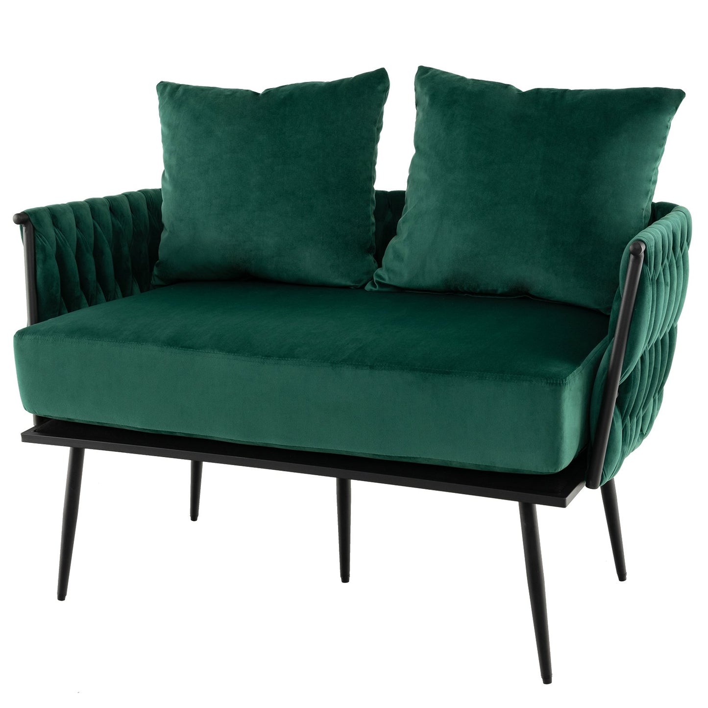 Modern Loveseat Sofa Upholstered Dutch Velvet Sofa Couch, Green Sofas & Loveseats   at Gallery Canada