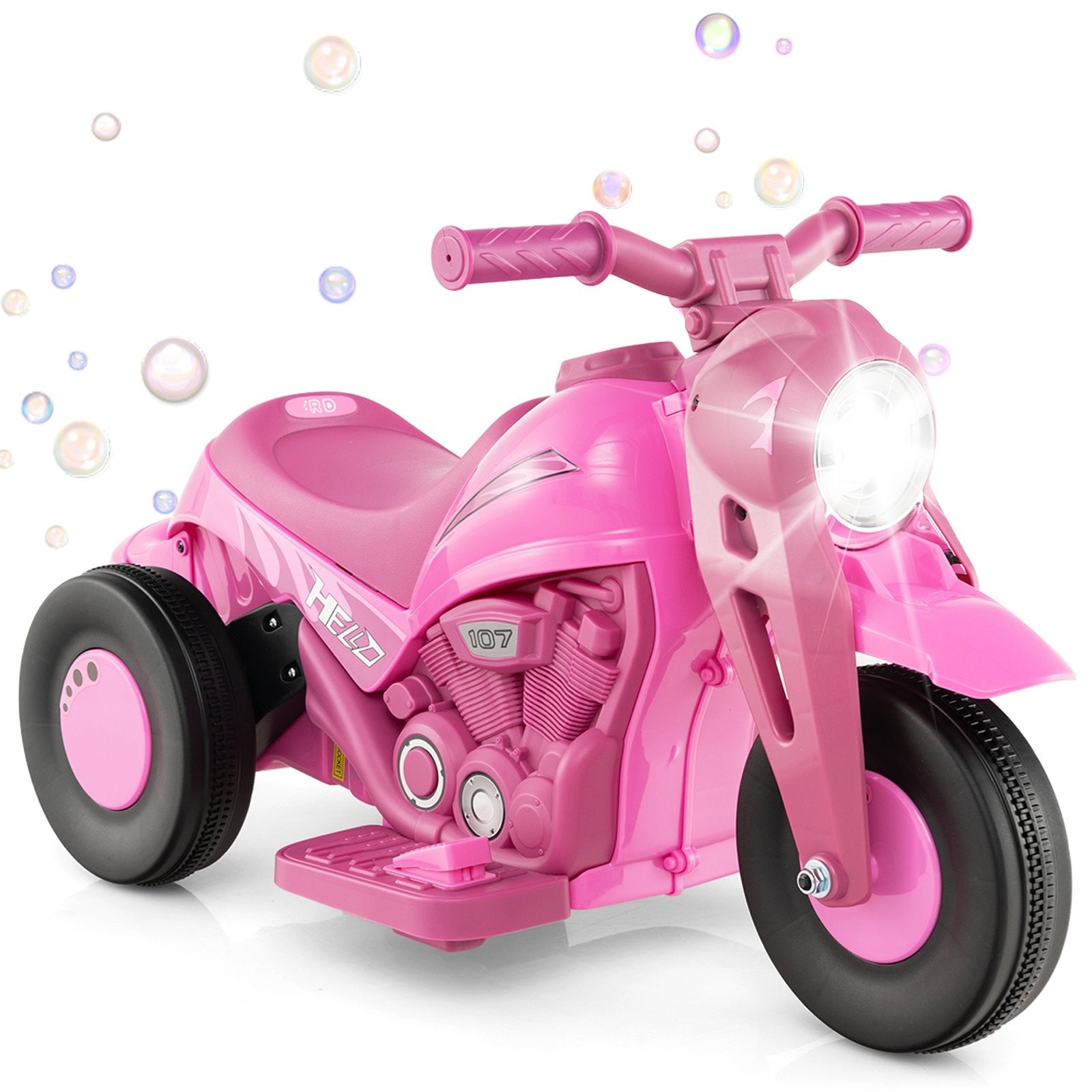 6V Kids Electric Ride on Motorcycle with Bubble Maker and Music, Pink Powered Ride On Toys   at Gallery Canada