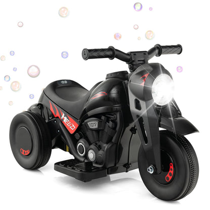 6V Kids Electric Ride on Motorcycle with Bubble Maker and Music, Black Powered Ride On Toys   at Gallery Canada