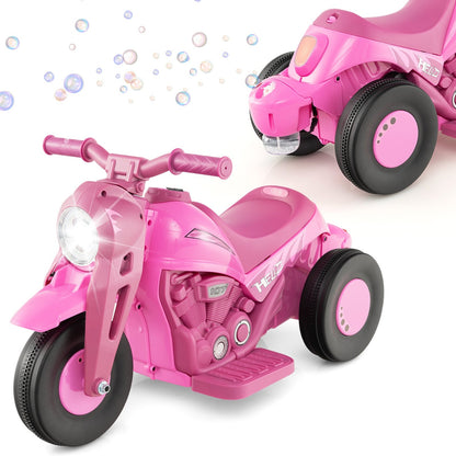 6V Kids Electric Ride on Motorcycle with Bubble Maker and Music, Pink Powered Ride On Toys   at Gallery Canada