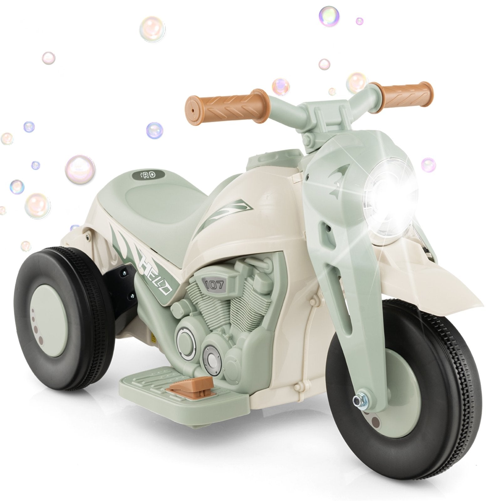 6V Kids Electric Ride on Motorcycle with Bubble Maker and Music, Beige Powered Ride On Toys   at Gallery Canada