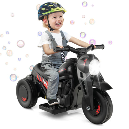 6V Kids Electric Ride on Motorcycle with Bubble Maker and Music, Black Powered Ride On Toys   at Gallery Canada