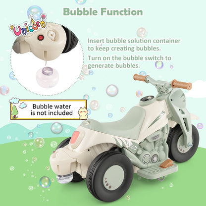 6V Kids Electric Ride on Motorcycle with Bubble Maker and Music, Beige Powered Ride On Toys   at Gallery Canada