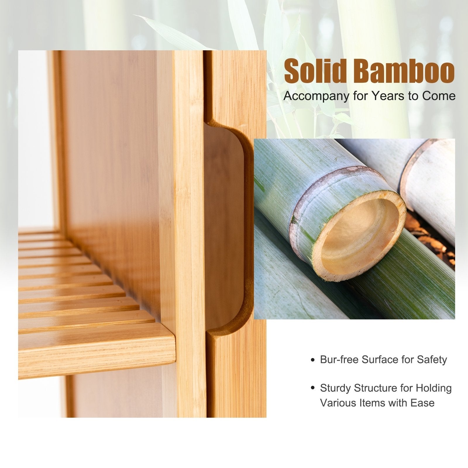 Bamboo Bathroom Storage Cabinet with Single Door, Natural Floor Cabinets   at Gallery Canada