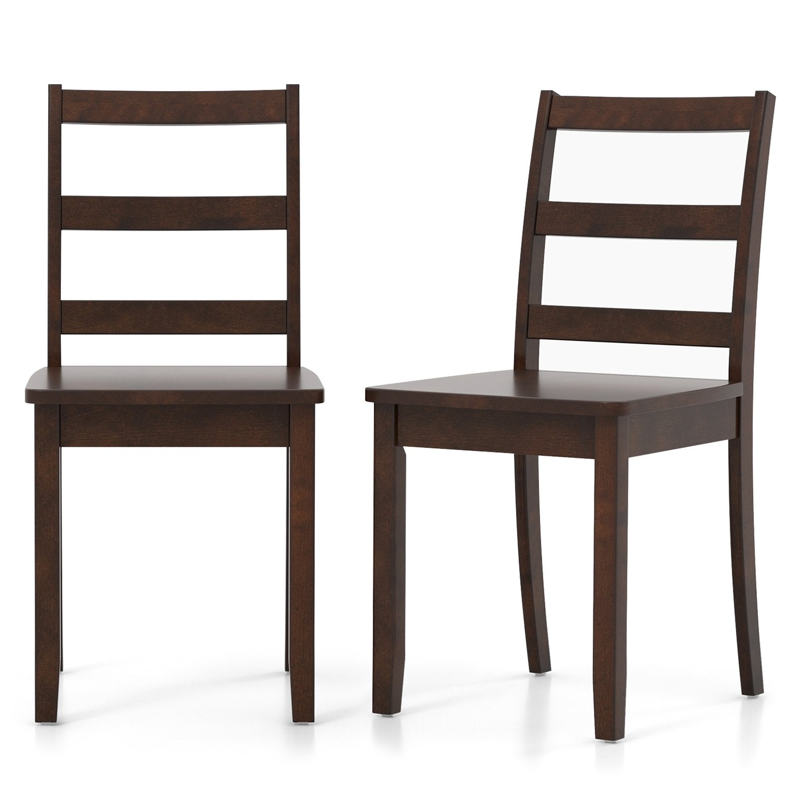 Set of 2 Wood Dining Chairs with Solid Rubber Wood Legs, Brown Dining Chairs   at Gallery Canada