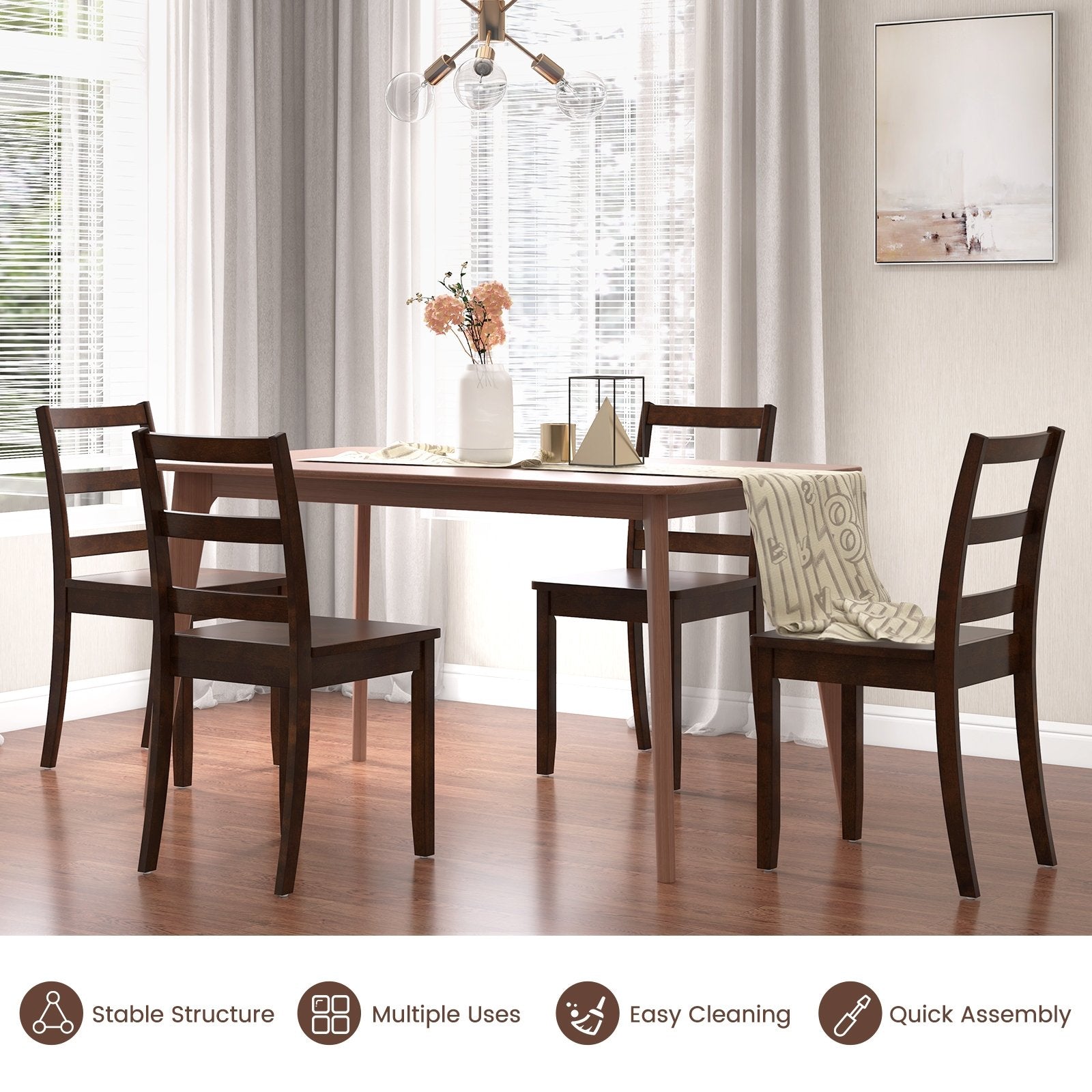 Set of 2 Wood Dining Chairs with Solid Rubber Wood Legs, Brown Dining Chairs   at Gallery Canada