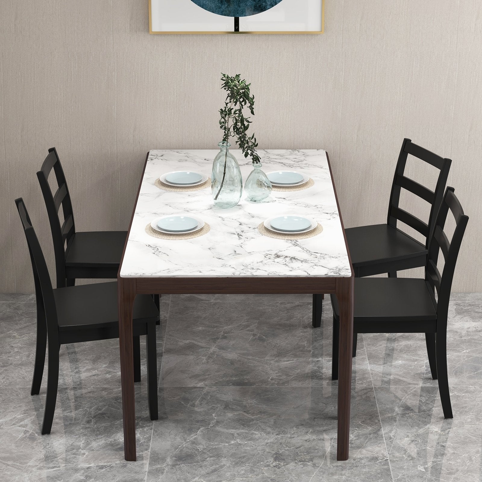 Set of 2 Wood Dining Chairs with Solid Rubber Wood Legs, Black Dining Chairs   at Gallery Canada