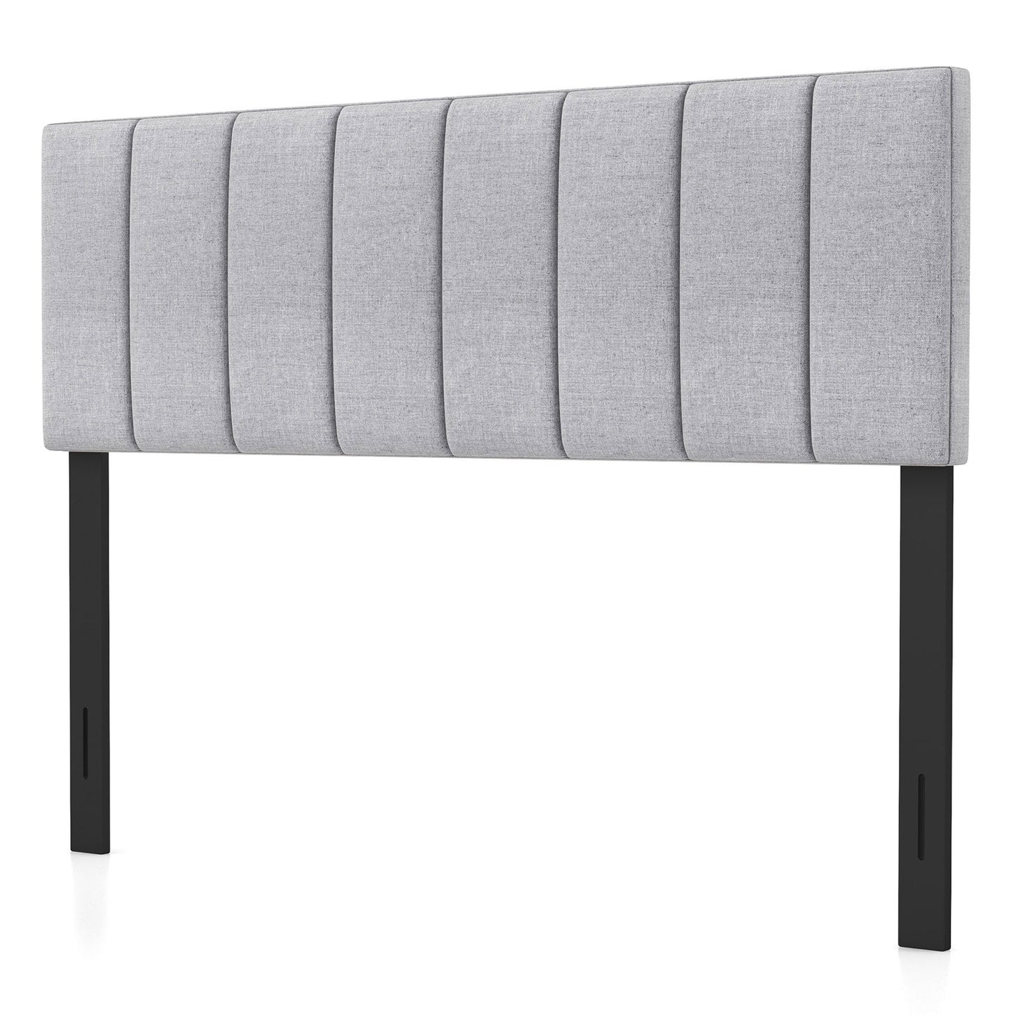 Linen Upholstered Headboard with Solid Wood Legs and Adjustable Width, Gray Headboards   at Gallery Canada