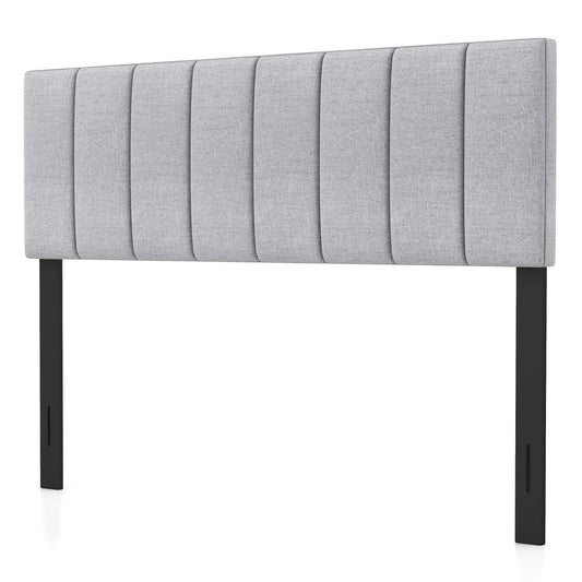 Linen Upholstered Headboard with Solid Wood Legs and Adjustable Width, Gray Headboards   at Gallery Canada