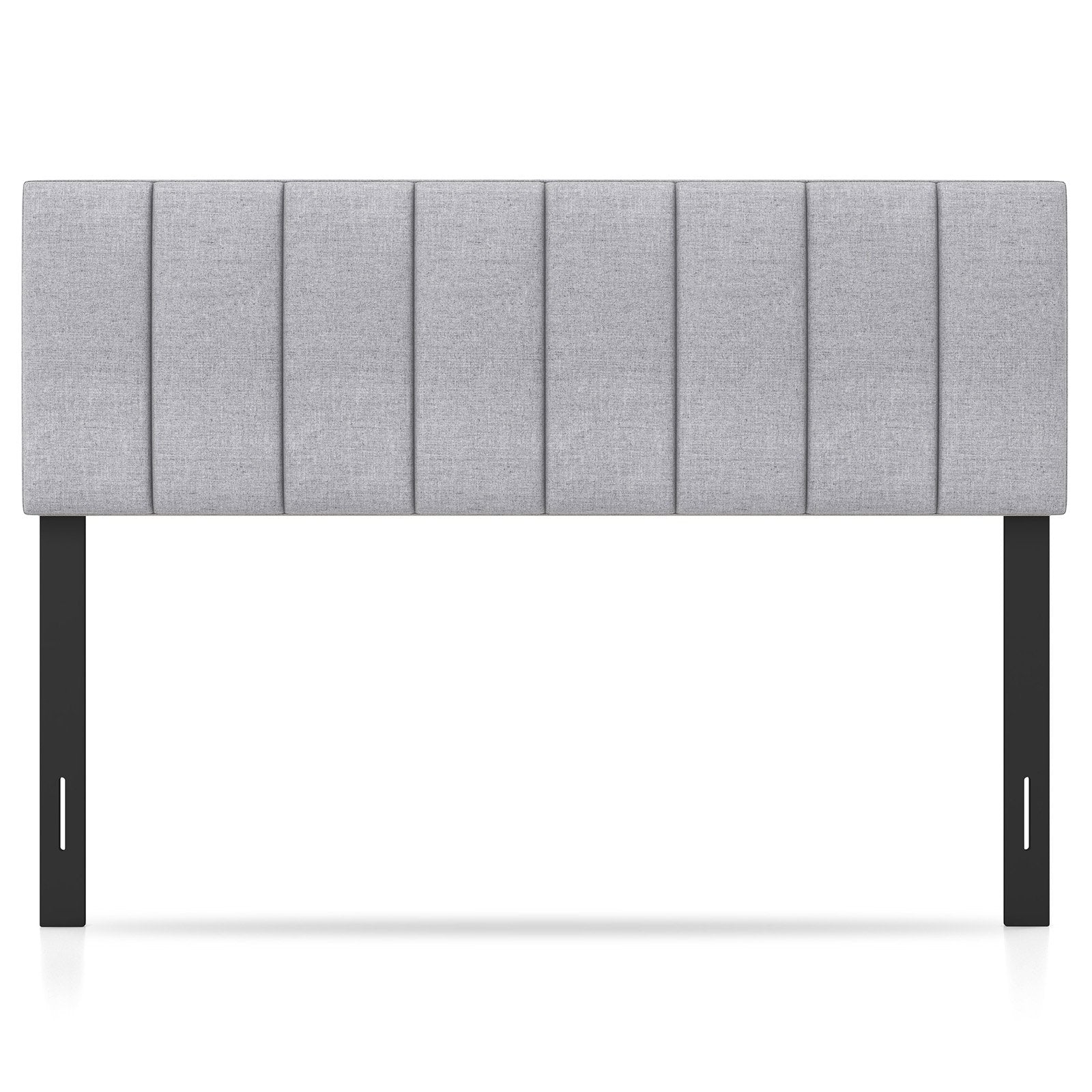 Linen Upholstered Headboard with Solid Wood Legs and Adjustable Width, Gray Headboards   at Gallery Canada