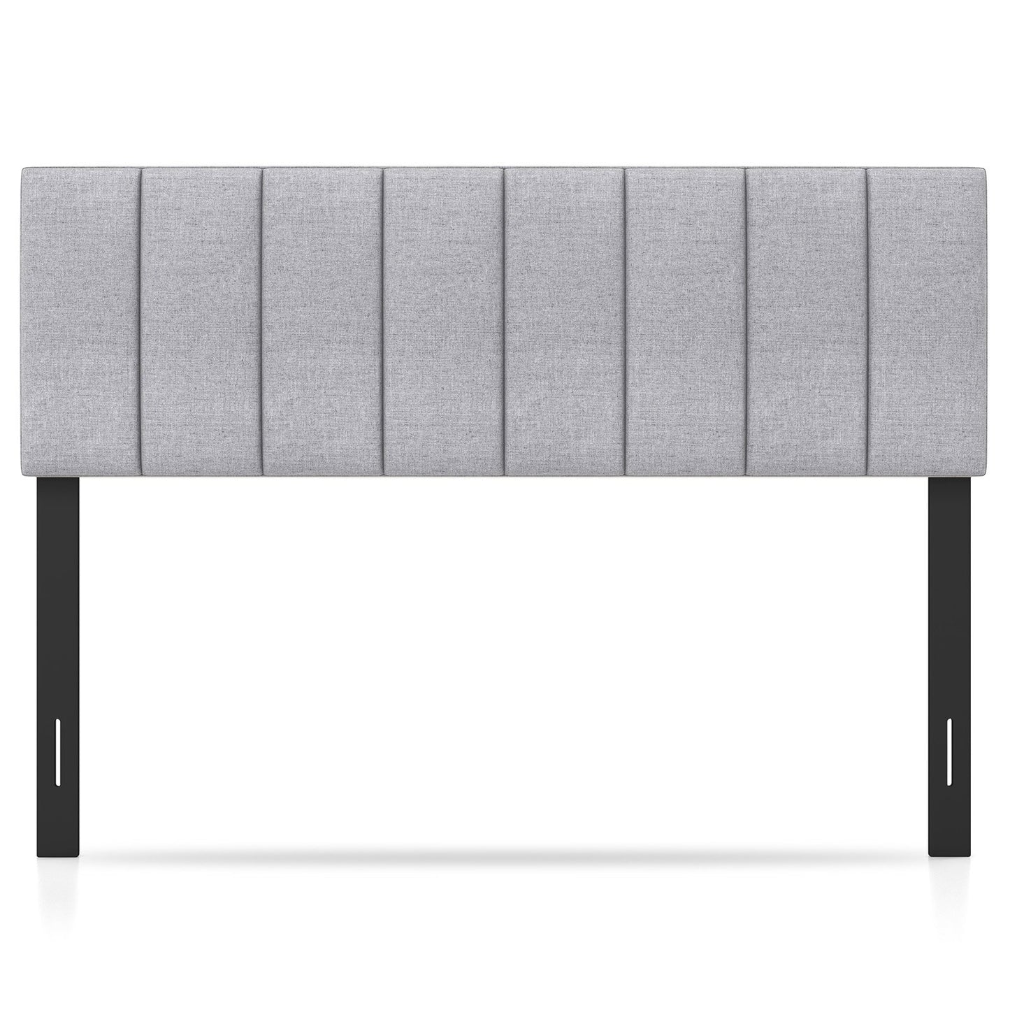 Linen Upholstered Headboard with Solid Wood Legs and Adjustable Width, Gray Headboards   at Gallery Canada