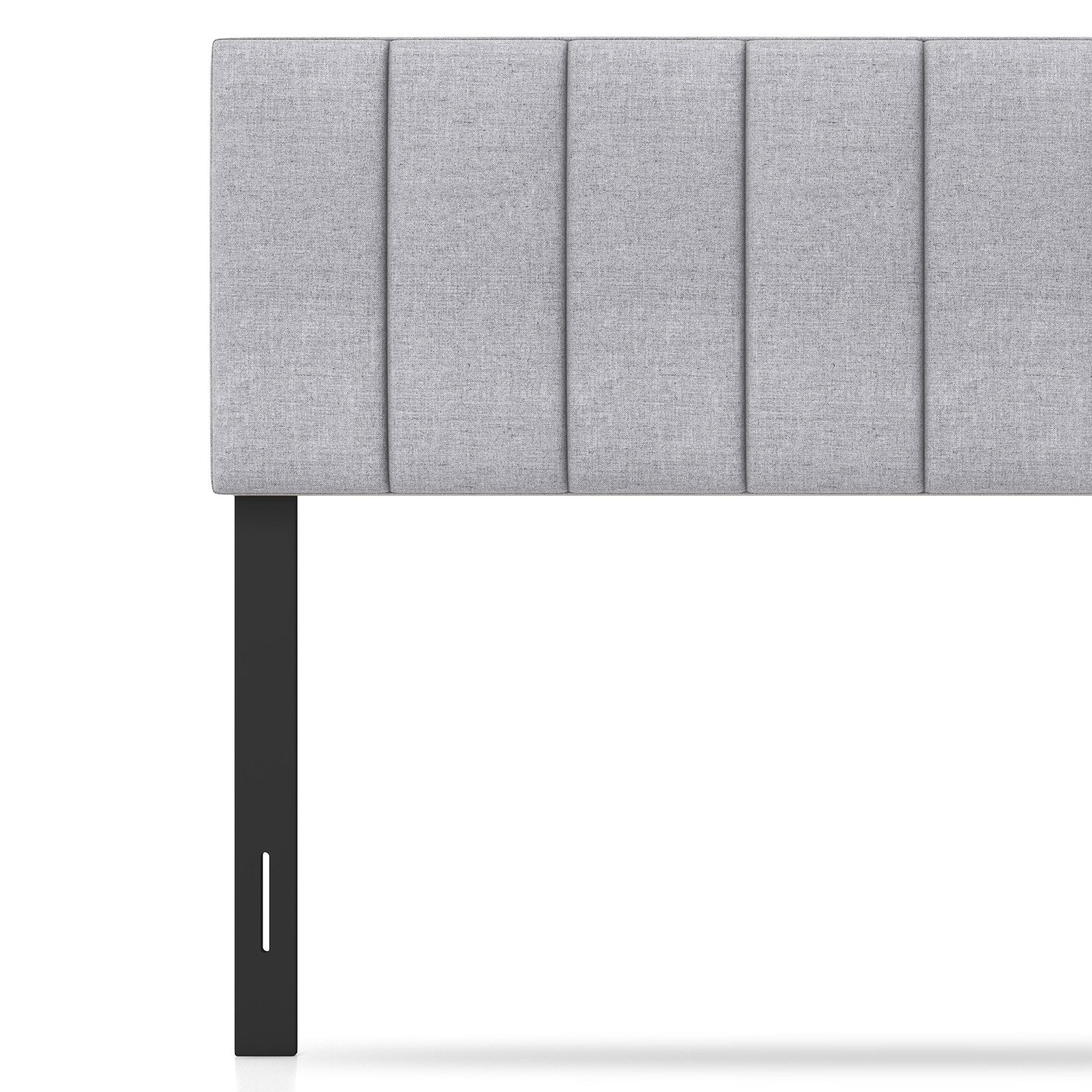 Linen Upholstered Headboard with Solid Wood Legs and Adjustable Width, Gray Headboards   at Gallery Canada