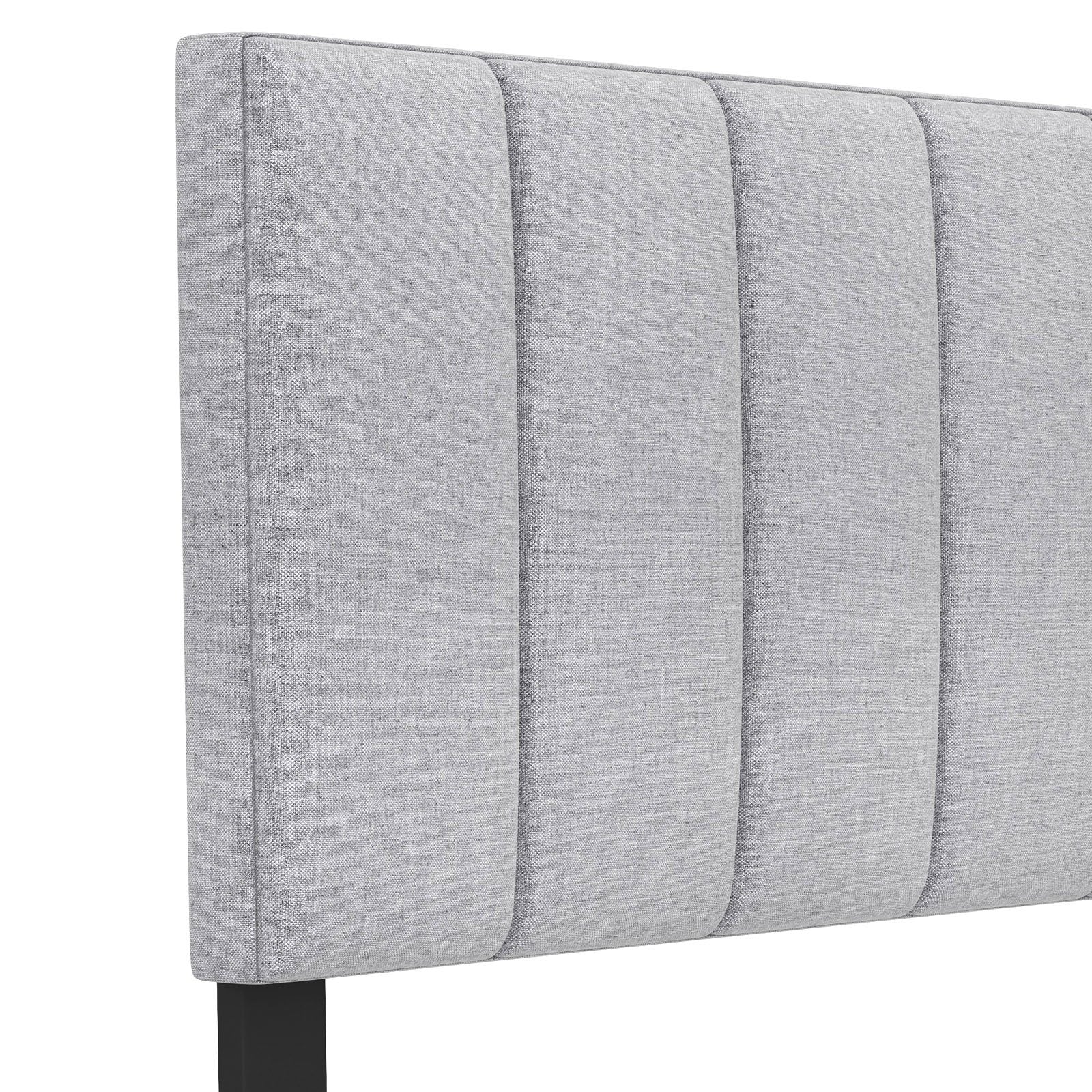 Linen Upholstered Headboard with Solid Wood Legs and Adjustable Width, Gray Headboards   at Gallery Canada