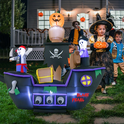 7 Feet Long Halloween Inflatable Pirate Ship with LED Lights Blower, Multicolor Halloween   at Gallery Canada