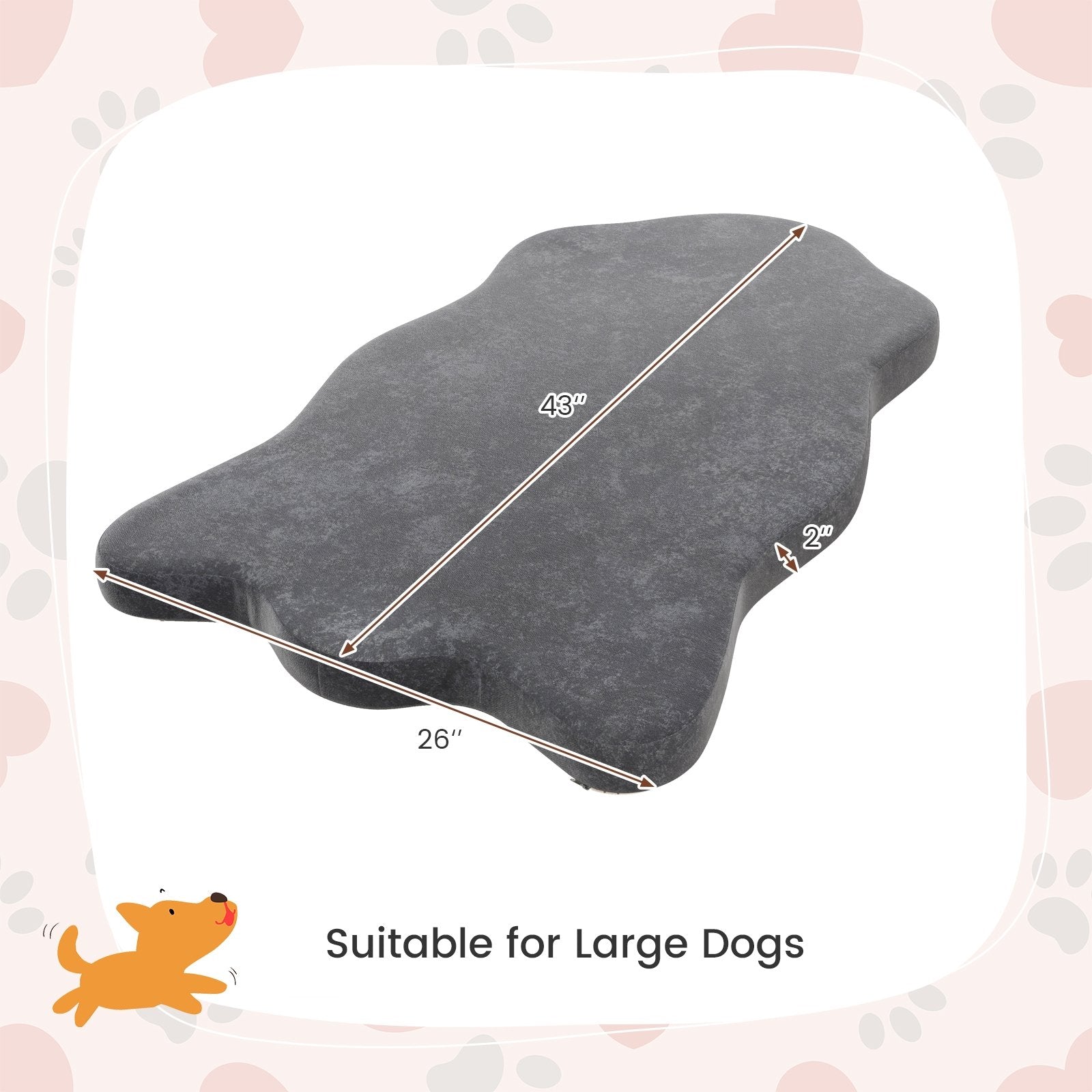 Orthopedic Dog Bed with Memory Foam Support for Large Dogs, Gray Dog Supplies   at Gallery Canada