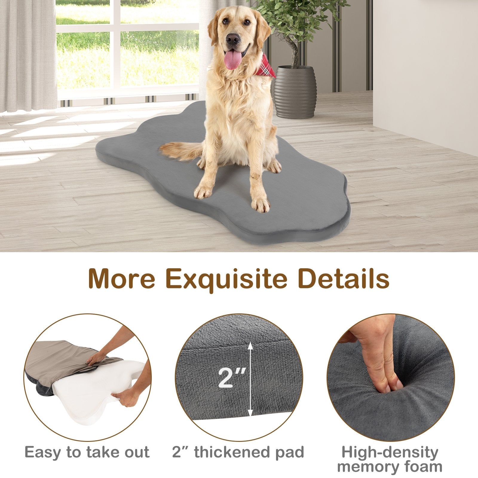 Orthopedic Dog Bed with Memory Foam Support for Large Dogs, Gray Dog Supplies   at Gallery Canada