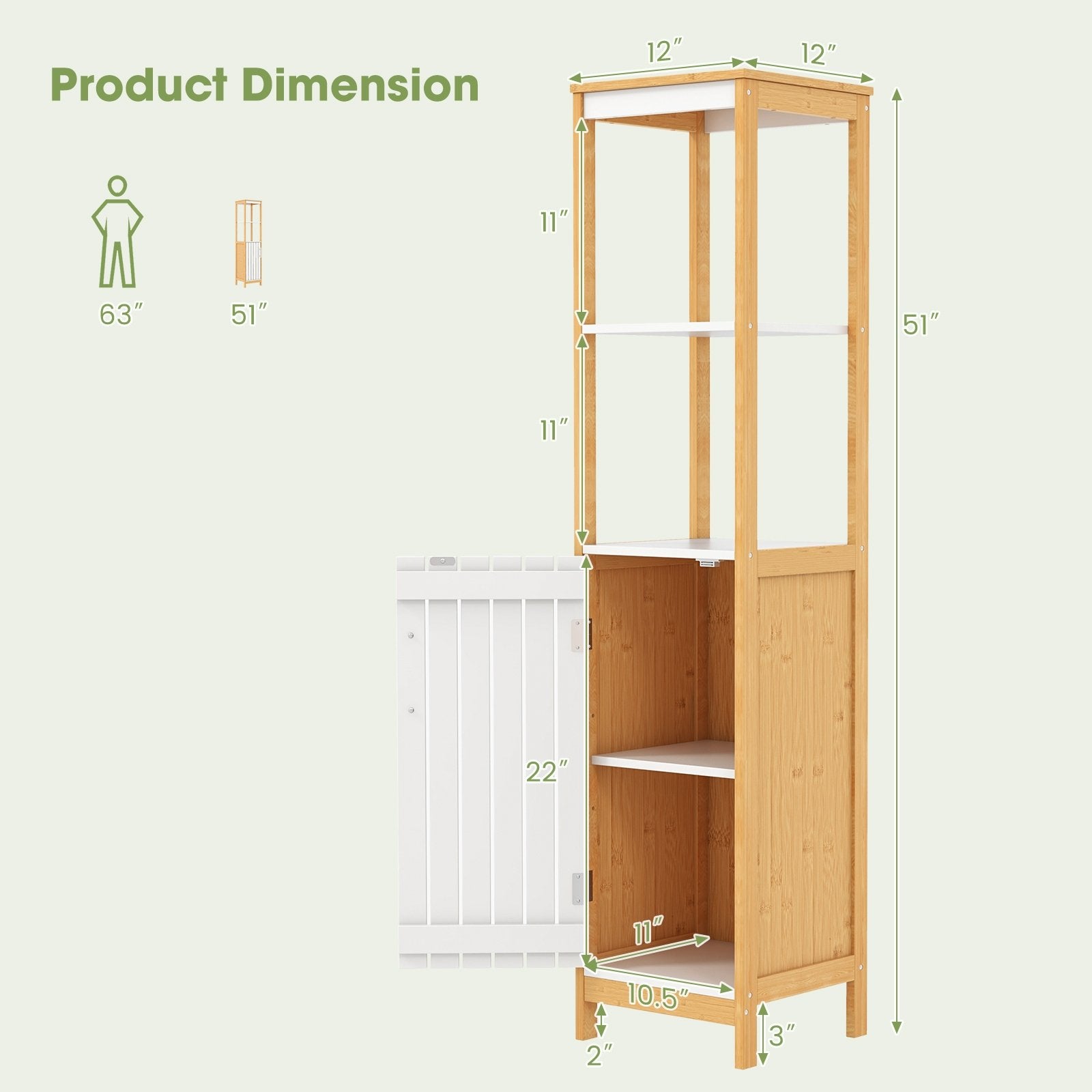 Bathroom Floor Cabinet with Door Shelves Adjustable Shelf, Natural Floor Cabinets   at Gallery Canada