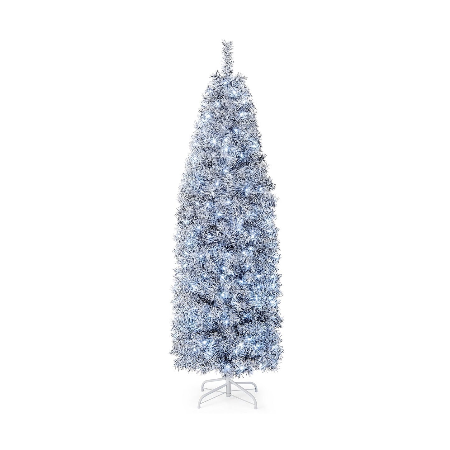 6 FT Pre-Lit Artificial Christmas Tree with 250 Cool-White LED Lights Black and White-6 ft, Black & White Christmas Tree   at Gallery Canada