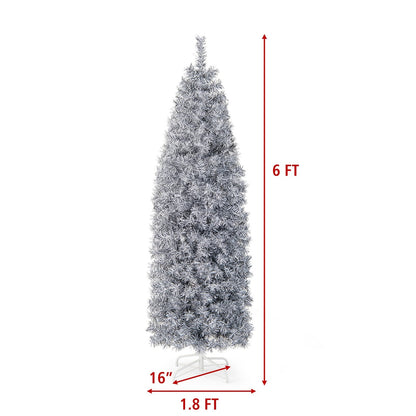 6 FT Pre-Lit Artificial Christmas Tree with 250 Cool-White LED Lights Black and White-6 ft, Black & White Christmas Tree   at Gallery Canada