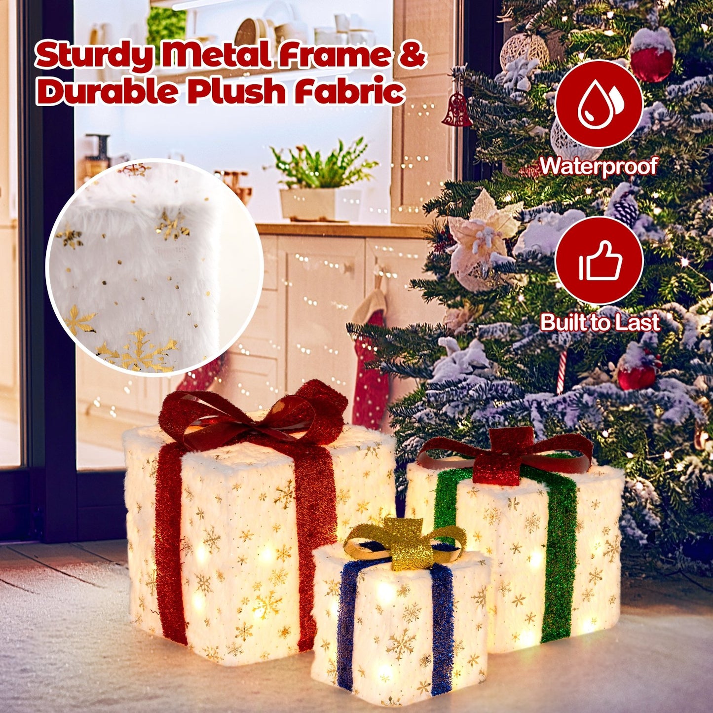 Set of 3 Christmas Lighted Gift Boxes with 48 Bright Warm Lights Christmas Decor & Accessories   at Gallery Canada