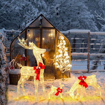 3 Pieces Lighted Reindeer Family Set with 230 LED Lights Stakes, White Christmas Decor & Accessories   at Gallery Canada