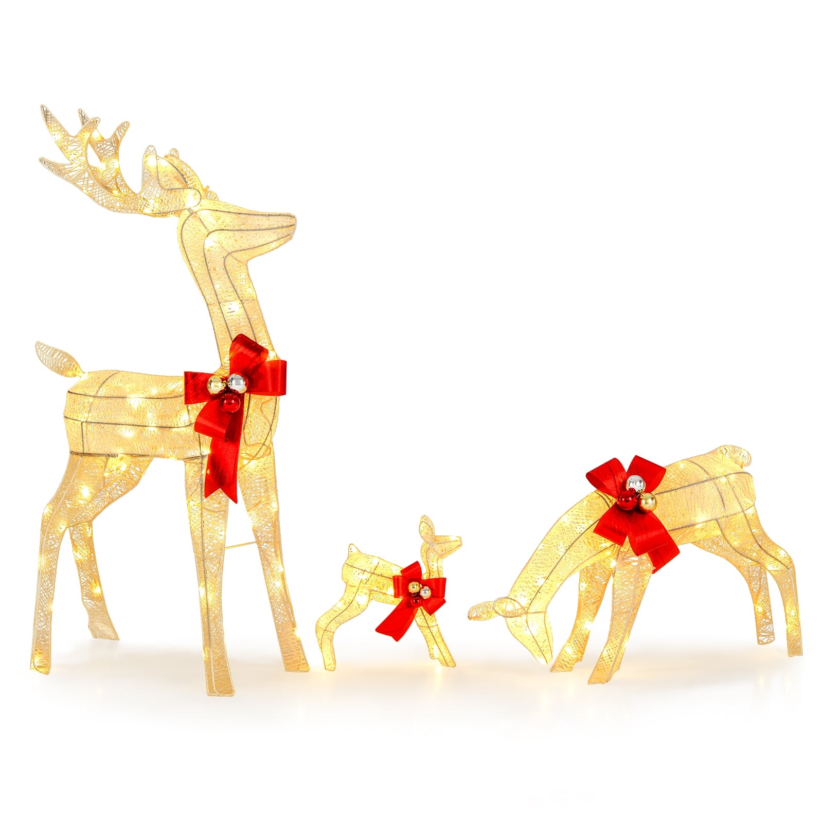 3 Pieces Lighted Reindeer Family Set with 230 LED Lights Stakes, White Christmas Decor & Accessories at Gallery Canada