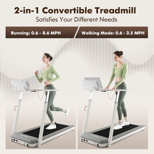 3HP Folding Treadmill with Adjustable Height and APP Control, Silver - Gallery Canada