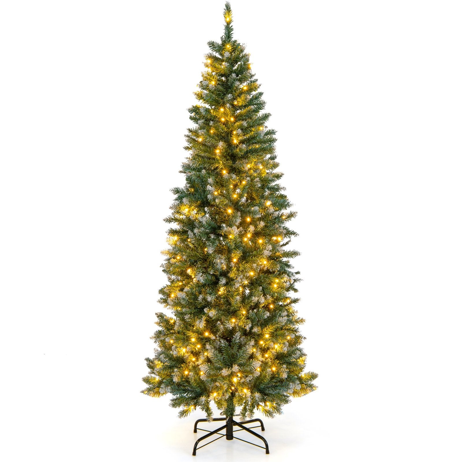 6 Feet Pre-Lit Artificial Christmas Tree with  618 Snowy Branch Tips, Green Christmas Tree   at Gallery Canada