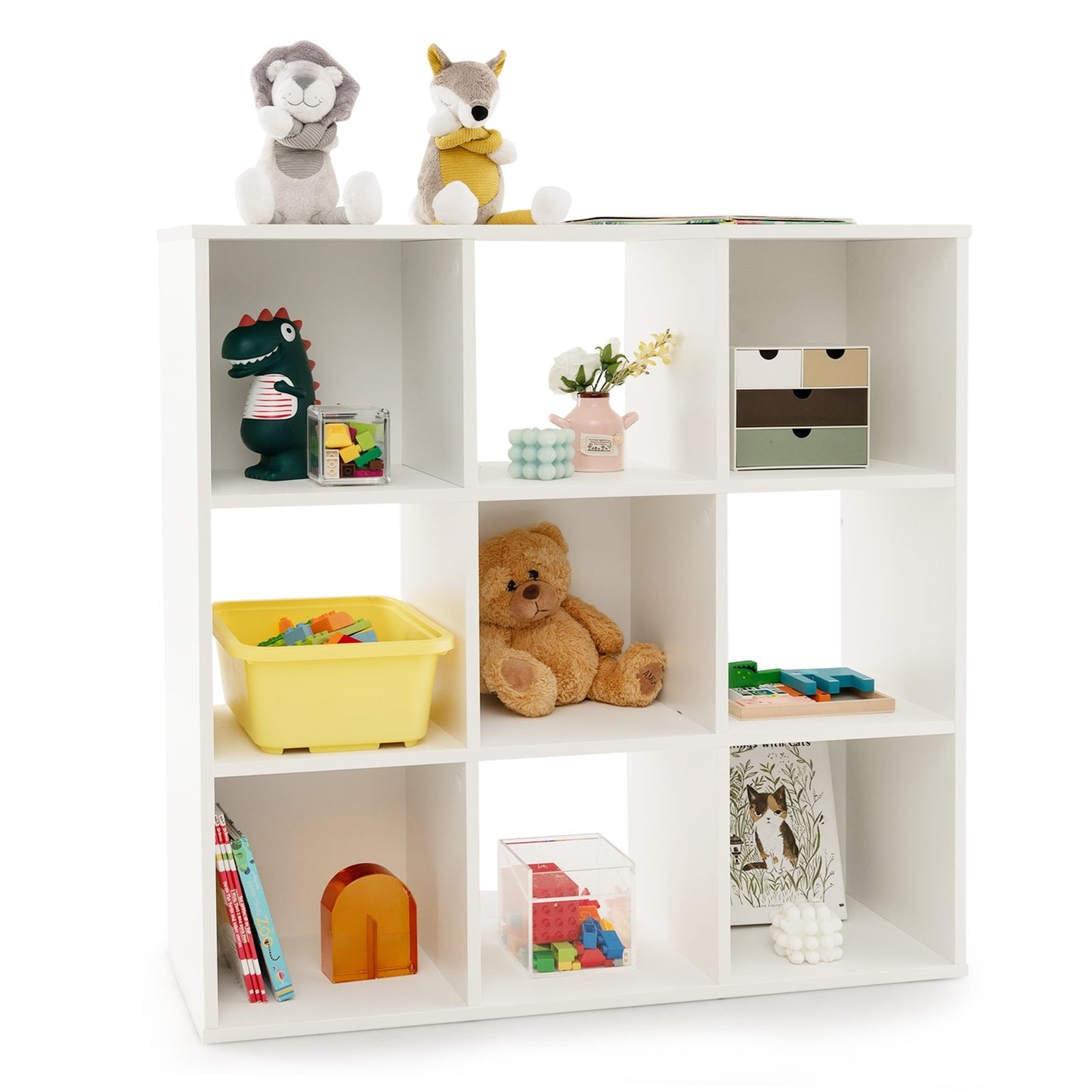 Wooden Kids Bookcase with Storage Cubbies and Anti-toppling Devices, White Kids Storage   at Gallery Canada