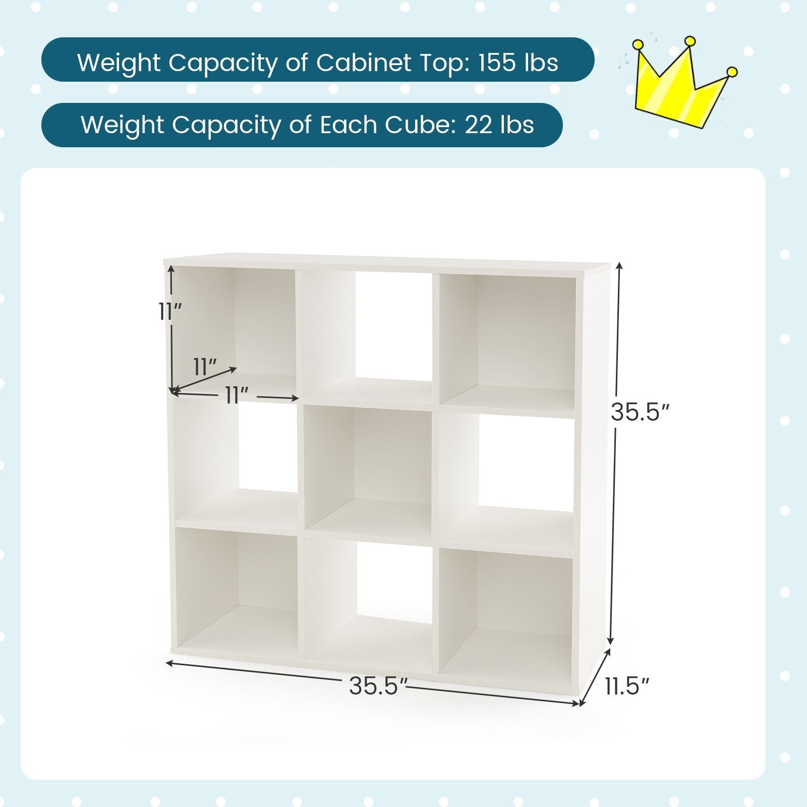 Wooden Kids Bookcase with Storage Cubbies and Anti-toppling Devices, White Kids Storage   at Gallery Canada