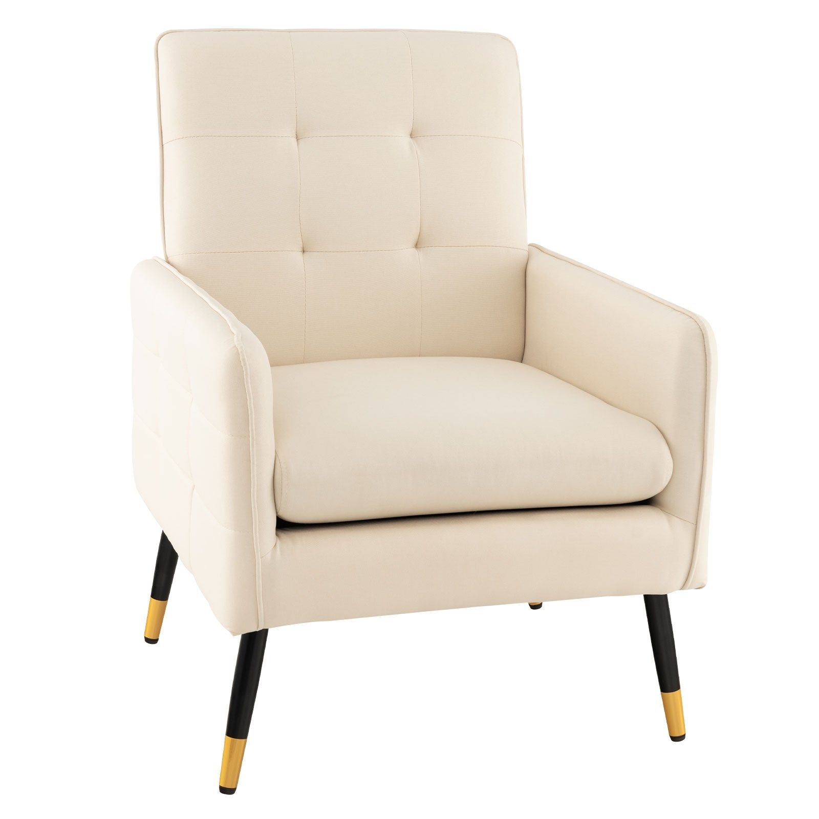 Linen Fabric Accent Chair with Removable Seat Cushion, White Accent Chairs   at Gallery Canada