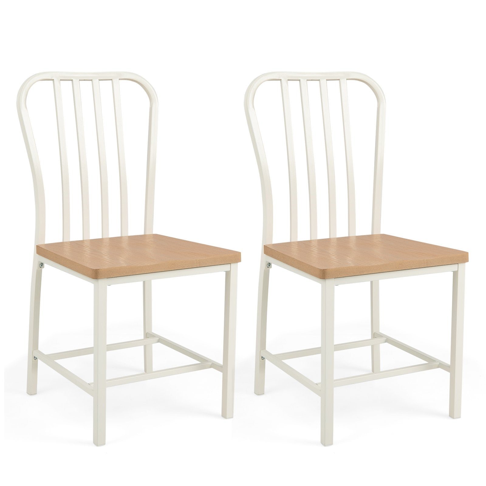 Armless Spindle Back Dining Chair Set of 2 with Ergonomic Seat, White Dining Chairs   at Gallery Canada