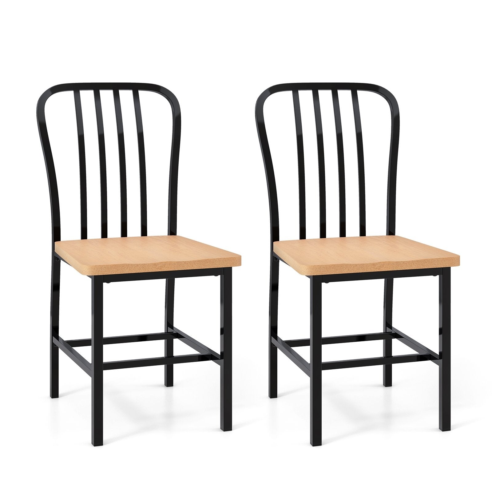 Armless Spindle Back Dining Chair Set of 2 with Ergonomic Seat, Black Dining Chairs   at Gallery Canada