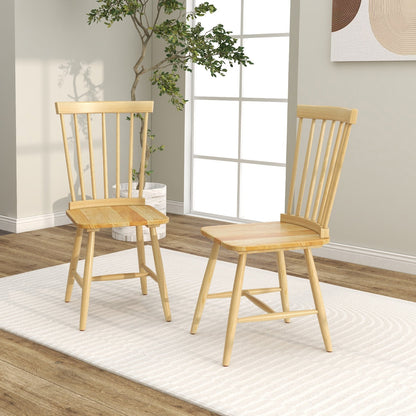 Set of 2 Windsor Dining Chairs with High Spindle Back, Natural Dining Chairs   at Gallery Canada