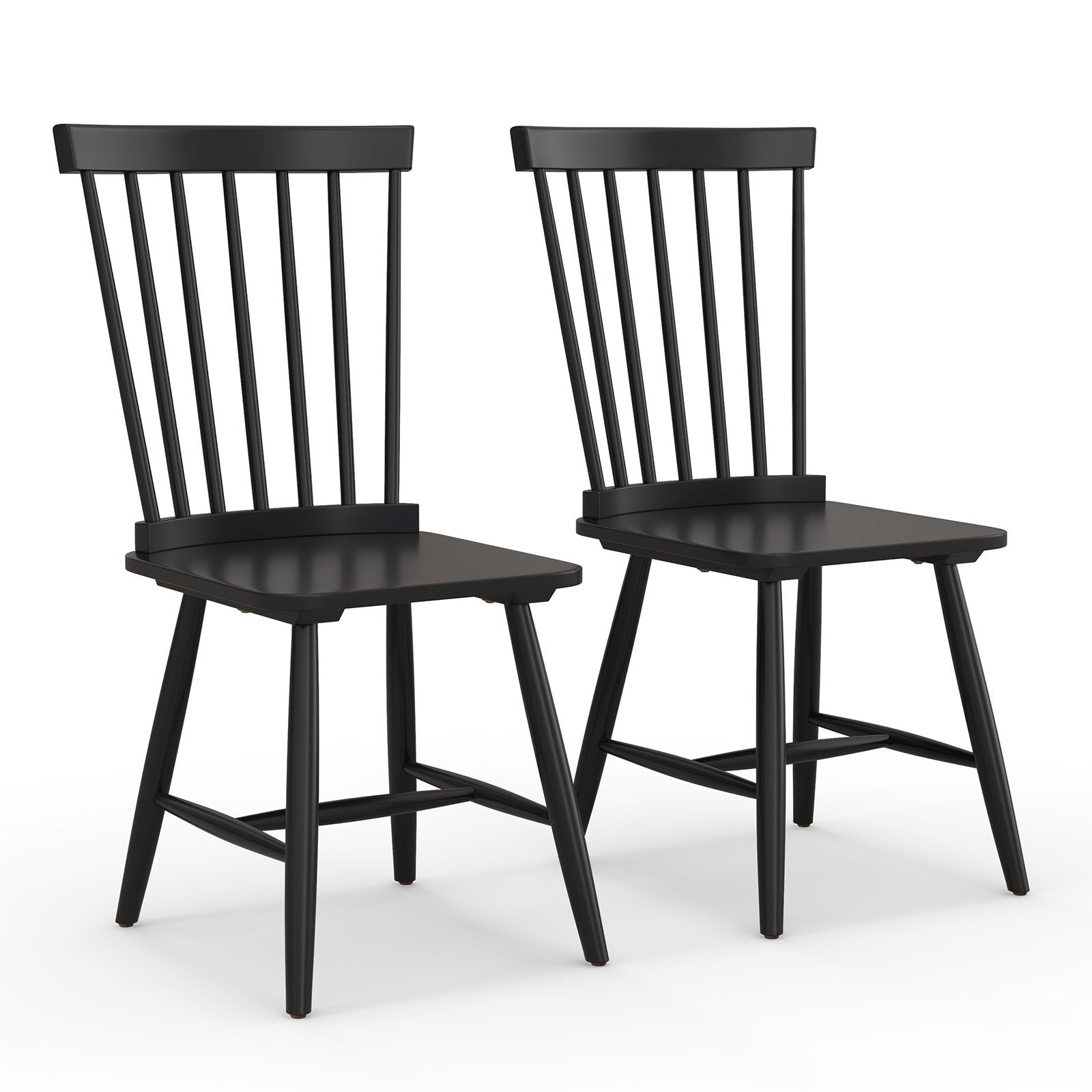 Set of 2 Windsor Dining Chairs with High Spindle Back, Black Dining Chairs   at Gallery Canada